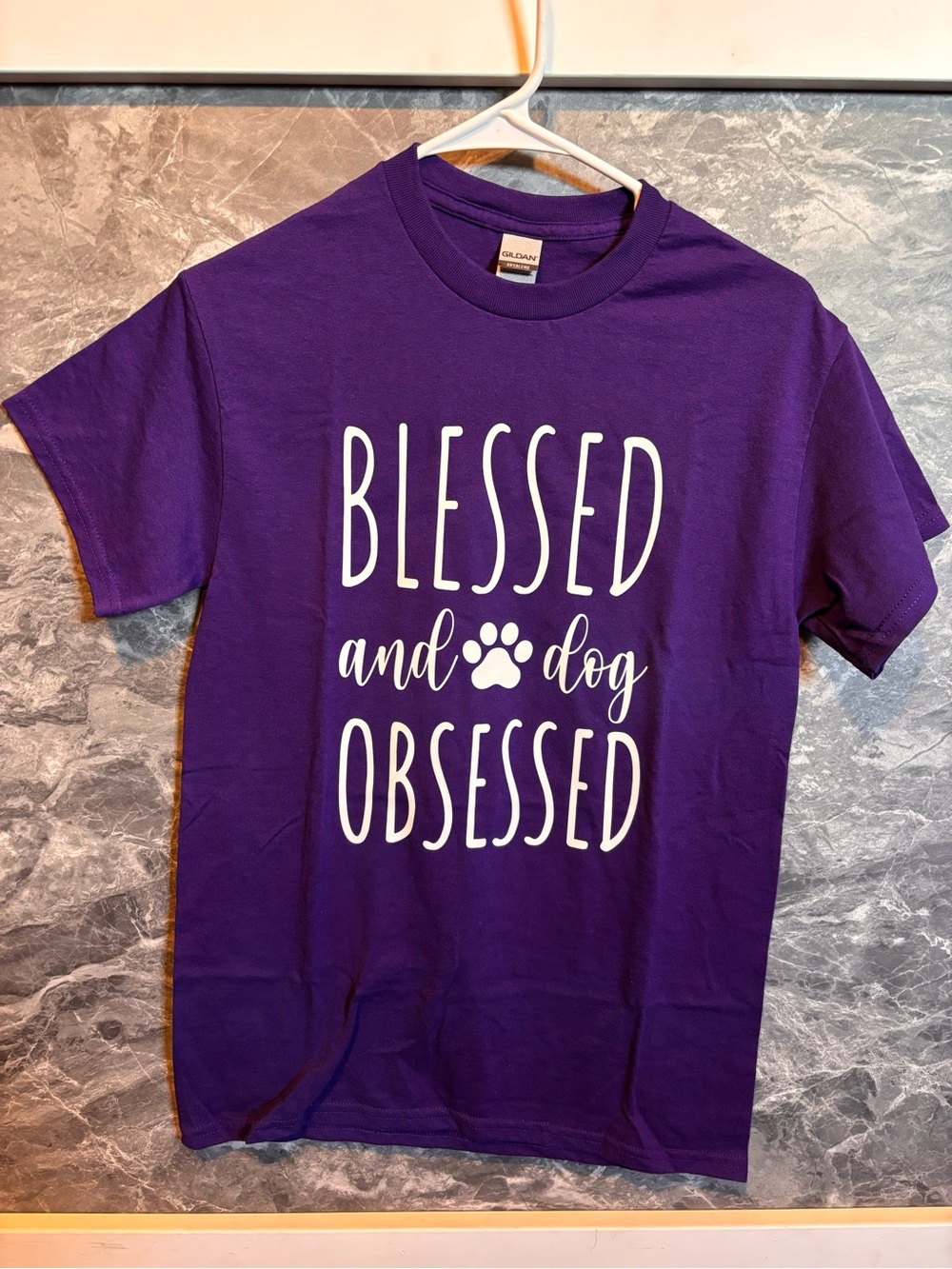 Gildan Purple "Blessed and Dog Obsessed" Pet Lover Tee